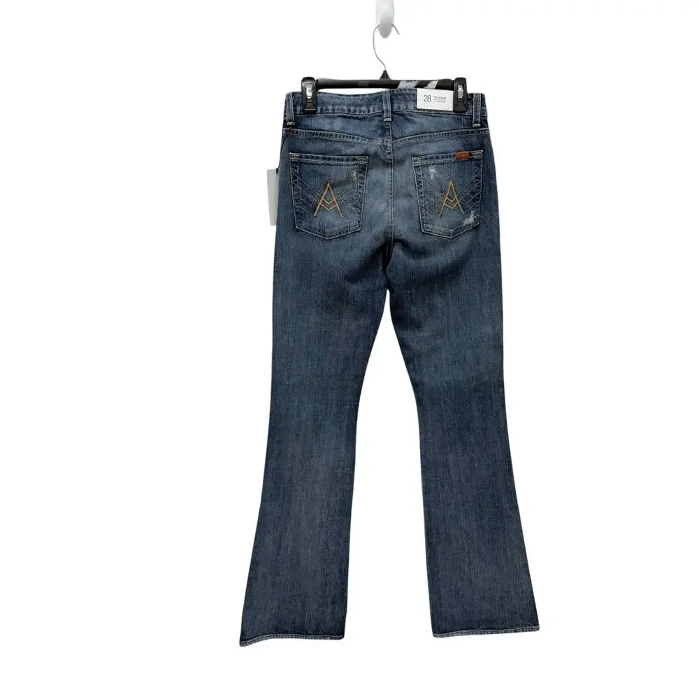 NWT 7 For All Mankind A Pocket Flare‎ Distressed Jeans Women’s Size 28